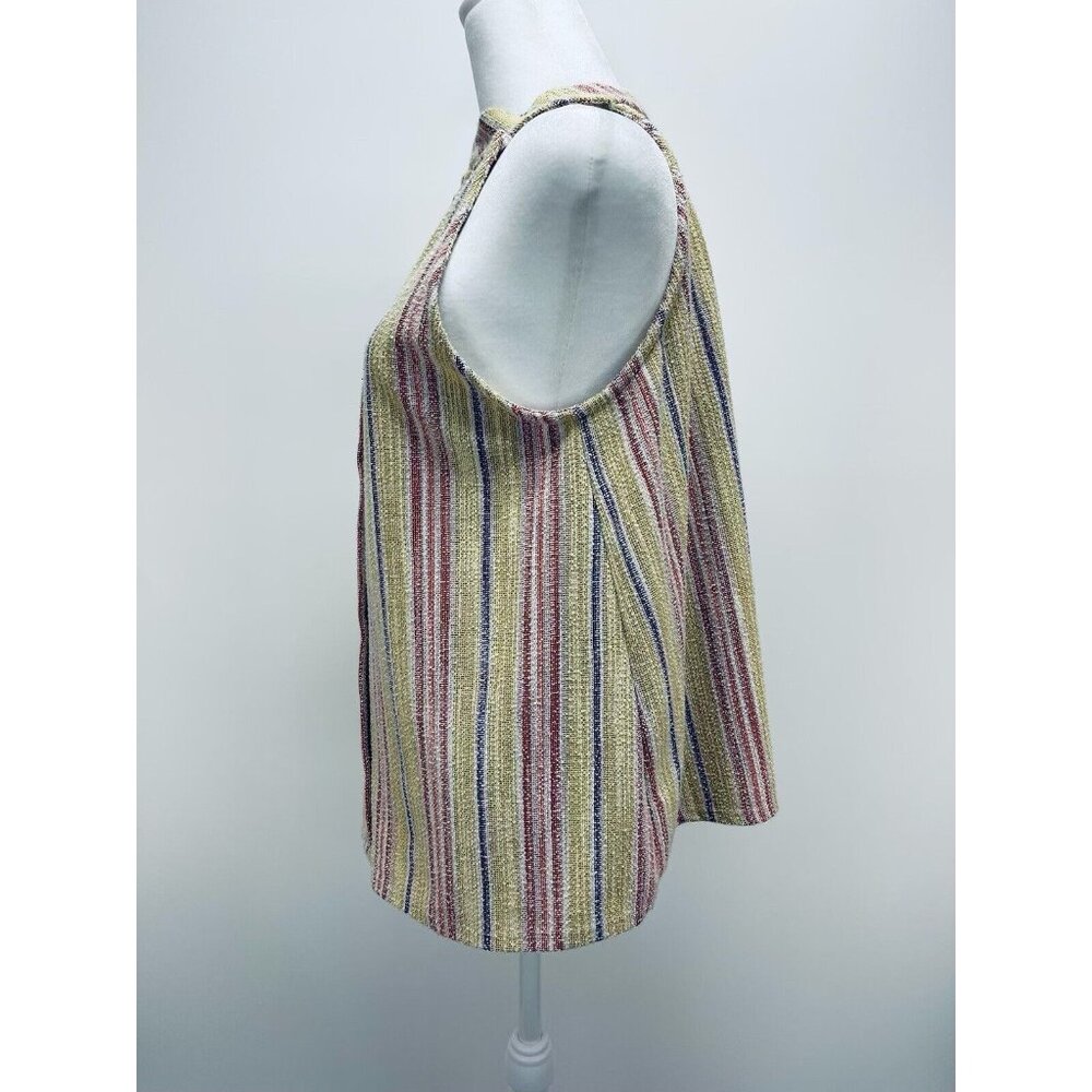 W5 Tank Top Size L Women’s Multicolor Striped Sleeveless Halter Textured Nubby - Picture 4 of 8